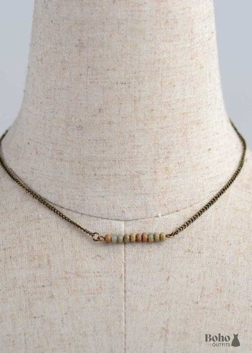 Boho Necklace, Choker Necklace, Blue Jasper, Lapis and Lazuli Coin